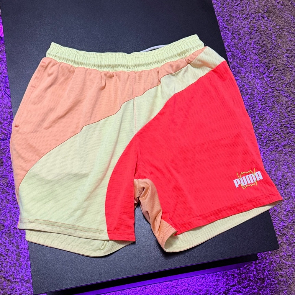 Puma Men's Athletic Shorts - Red and Cream